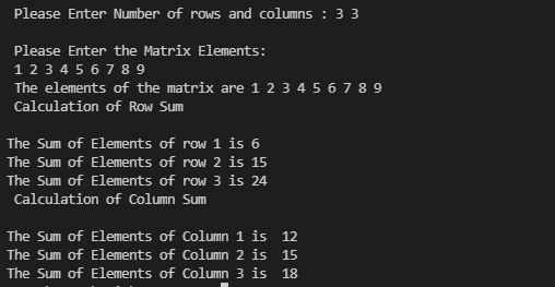 C program to find sum of each row and columns of a matrix Coding