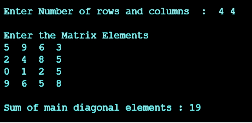 C Program To Find The Sum Of Main Diagonal Elements Of A Matrix Coding Ninjas 4717