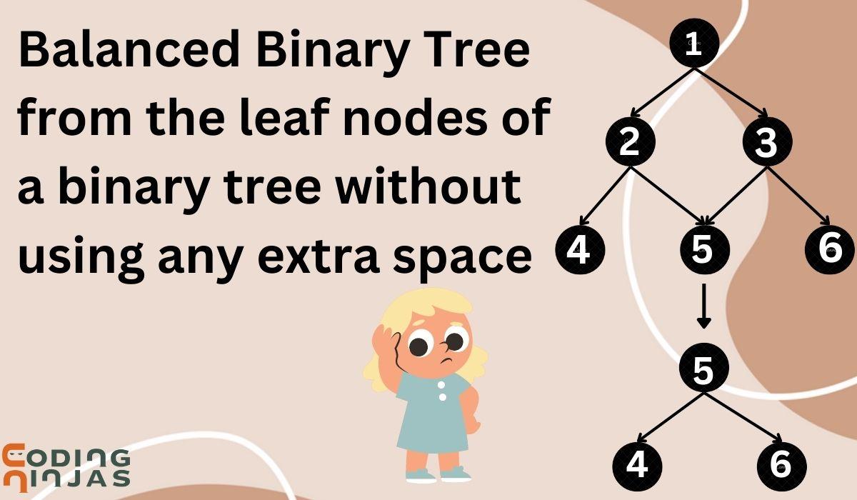 Create a Balanced Binary Tree using leaf Nodes of a Binary Tree without using Extra Space