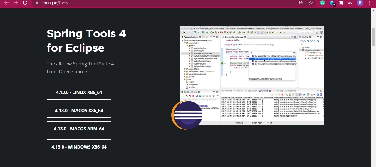 Spring boot sale ide download