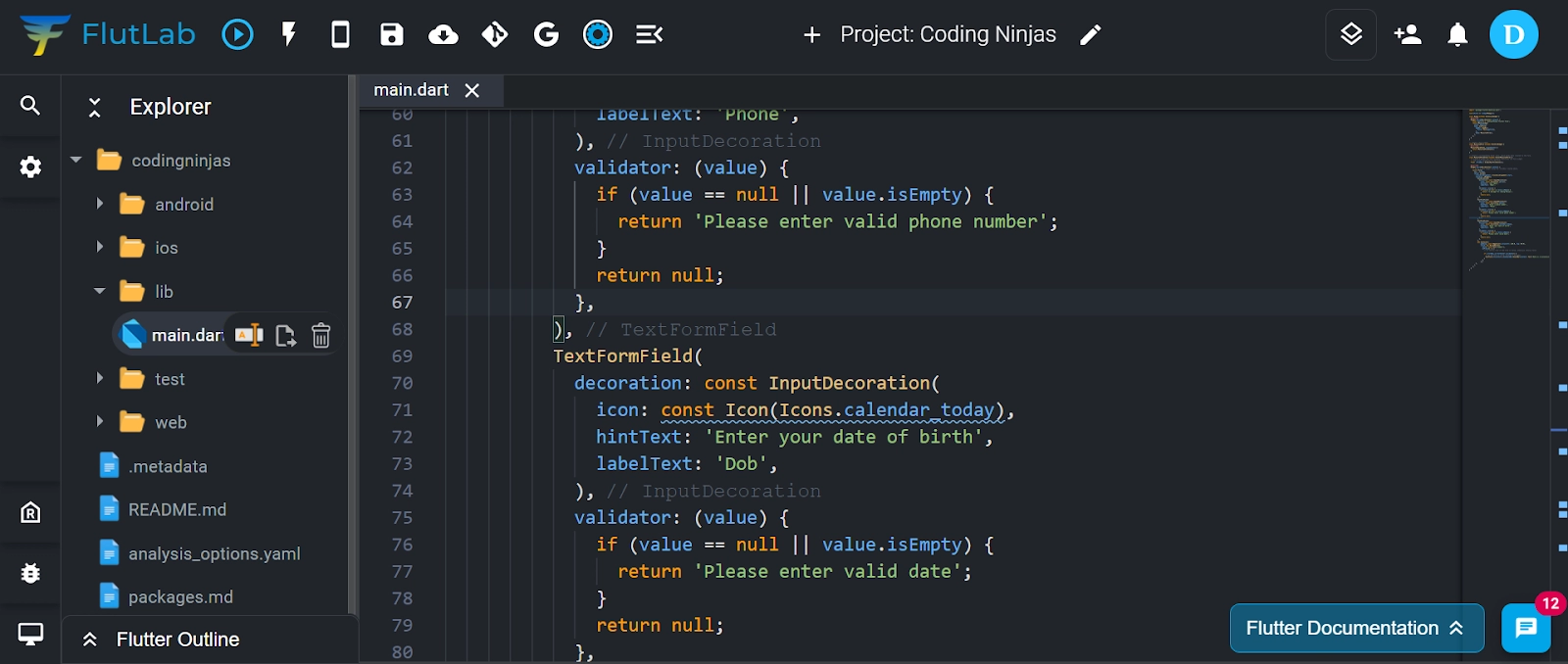 Flutter Form - Coding Ninjas
