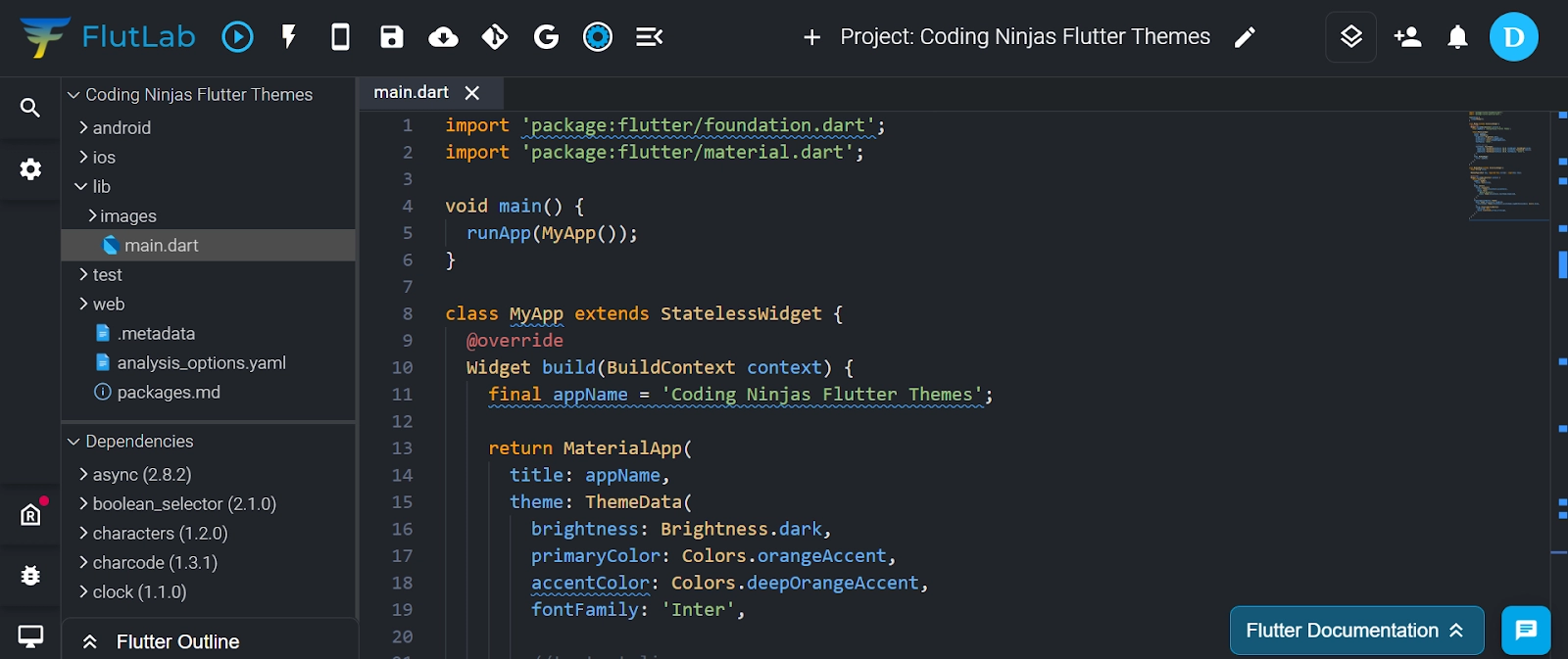 Flutter Themes Coding Ninjas