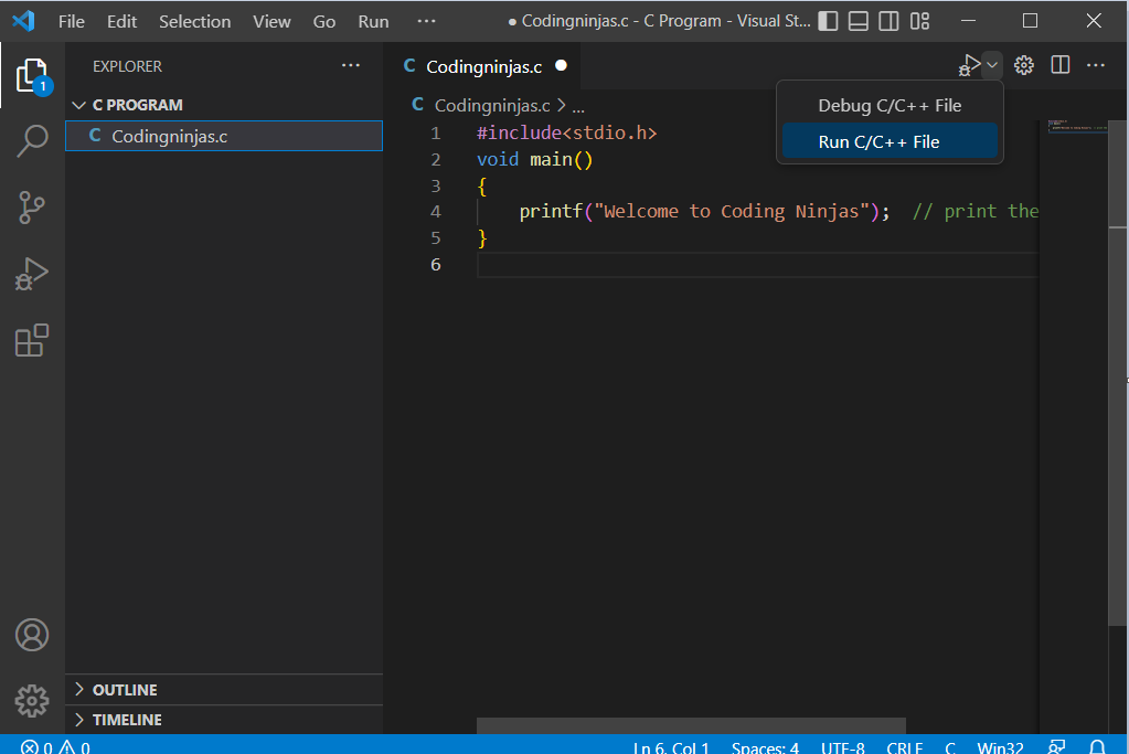 How to Setup and Program in C in VS code - Coding Ninjas
