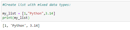 Create a list with mixed data type