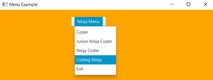 JavaFX Menu Coding Ninjas