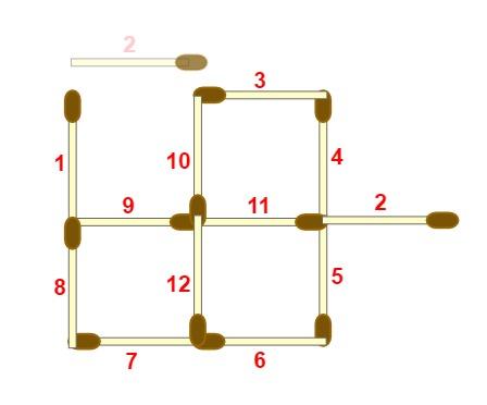 Make Four Matchstick Squares in Two Moves SOLUTION! 