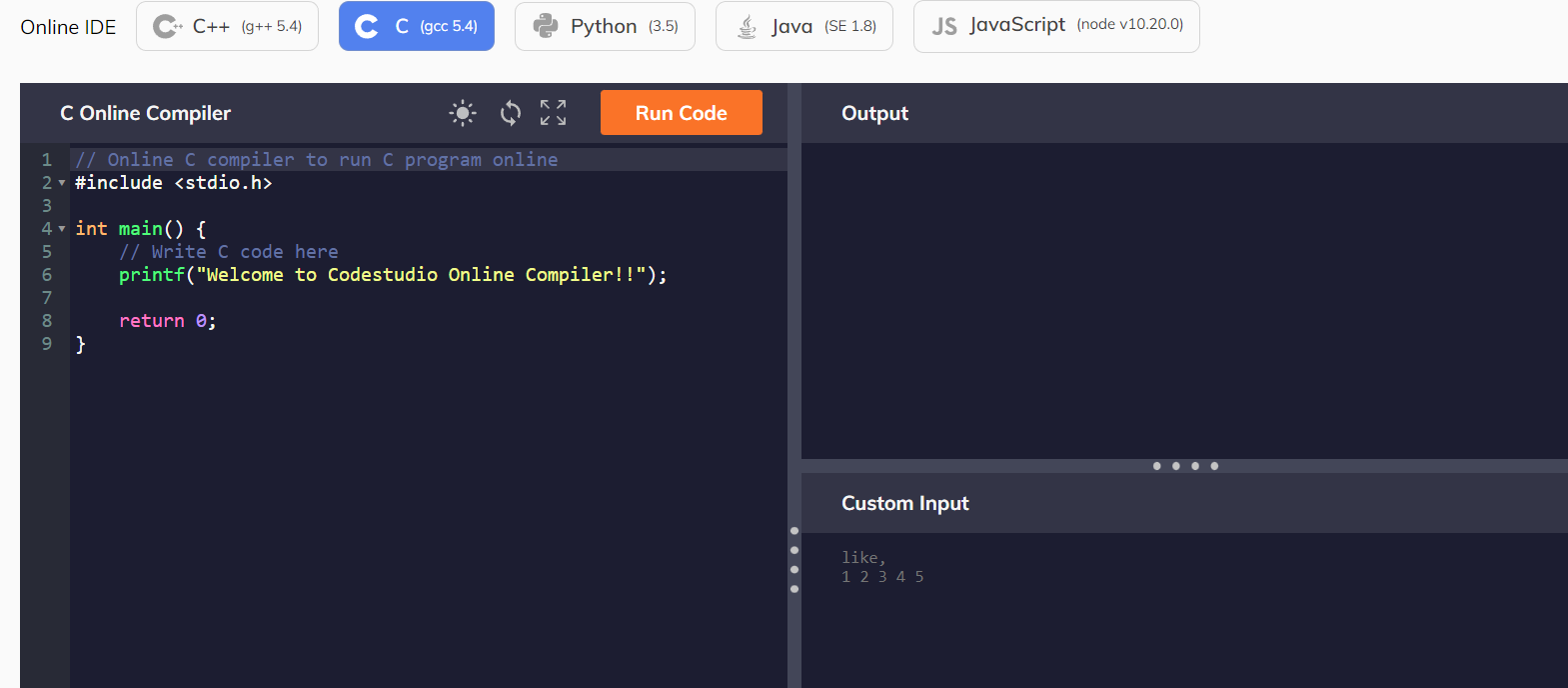 Online C/C++ compiler using cloud computing