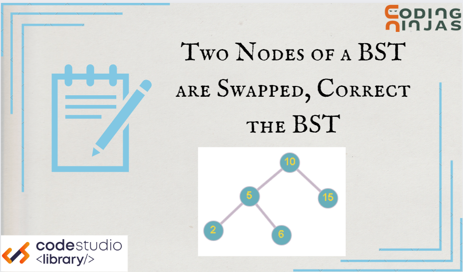 Two Nodes Of A Bst Are Swapped Correct The Bst Coding Ninjas